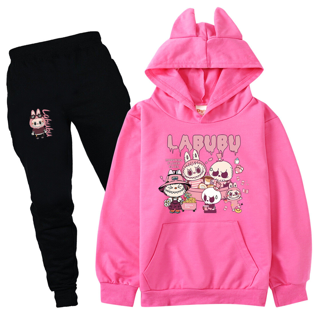 Boys Girls Labubu Tracksuit Cosplay Costume Kids Cartoon Hoodie Top+Pants Outfit - Picture 29 of 48