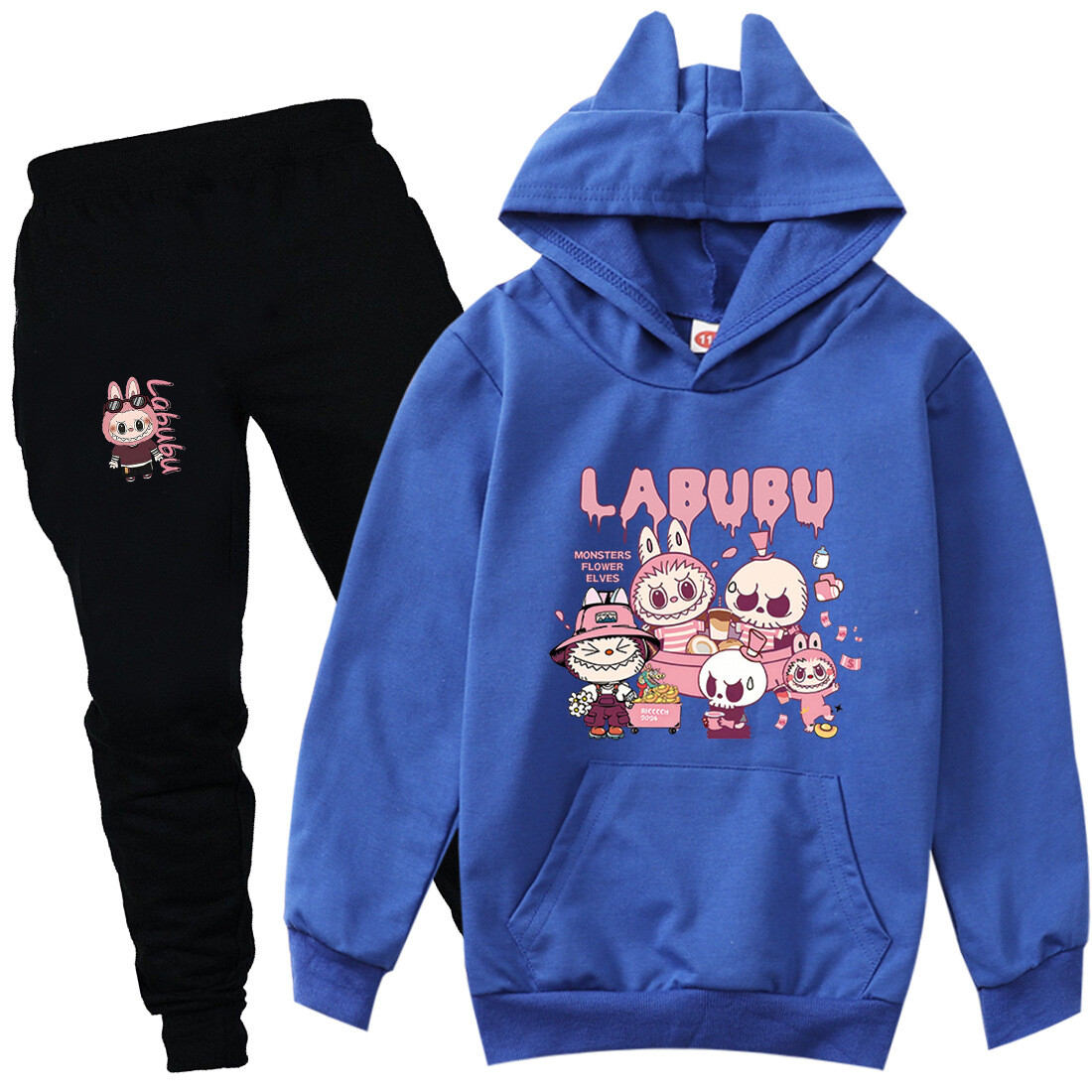 Boys Girls Labubu Tracksuit Cosplay Costume Kids Cartoon Hoodie Top+Pants Outfit - Picture 36 of 48