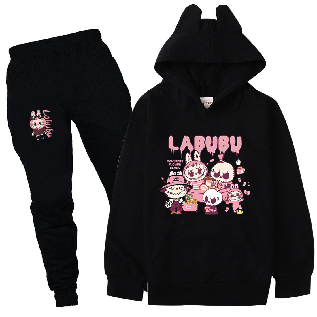 Boys Girls Labubu Tracksuit Cosplay Costume Kids Cartoon Hoodie Top+Pants Outfit - Picture 26 of 48