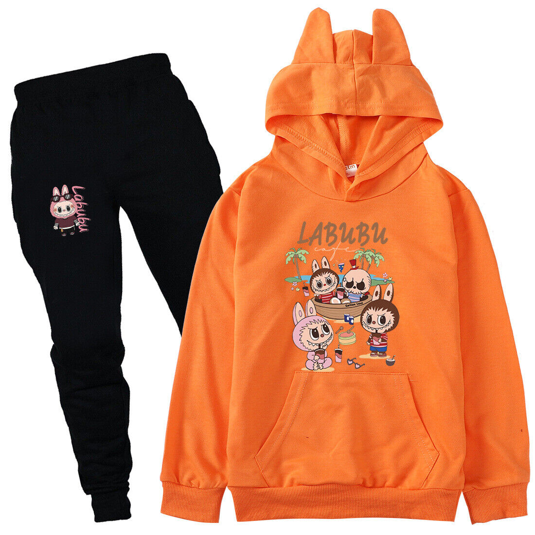 Boys Girls Labubu Tracksuit Cosplay Costume Kids Cartoon Hoodie Top+Pants Outfit - Picture 39 of 48