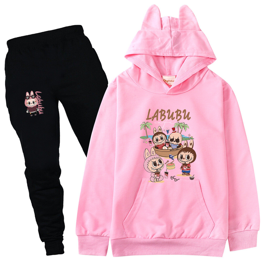 Boys Girls Labubu Tracksuit Cosplay Costume Kids Cartoon Hoodie Top+Pants Outfit - Picture 40 of 48