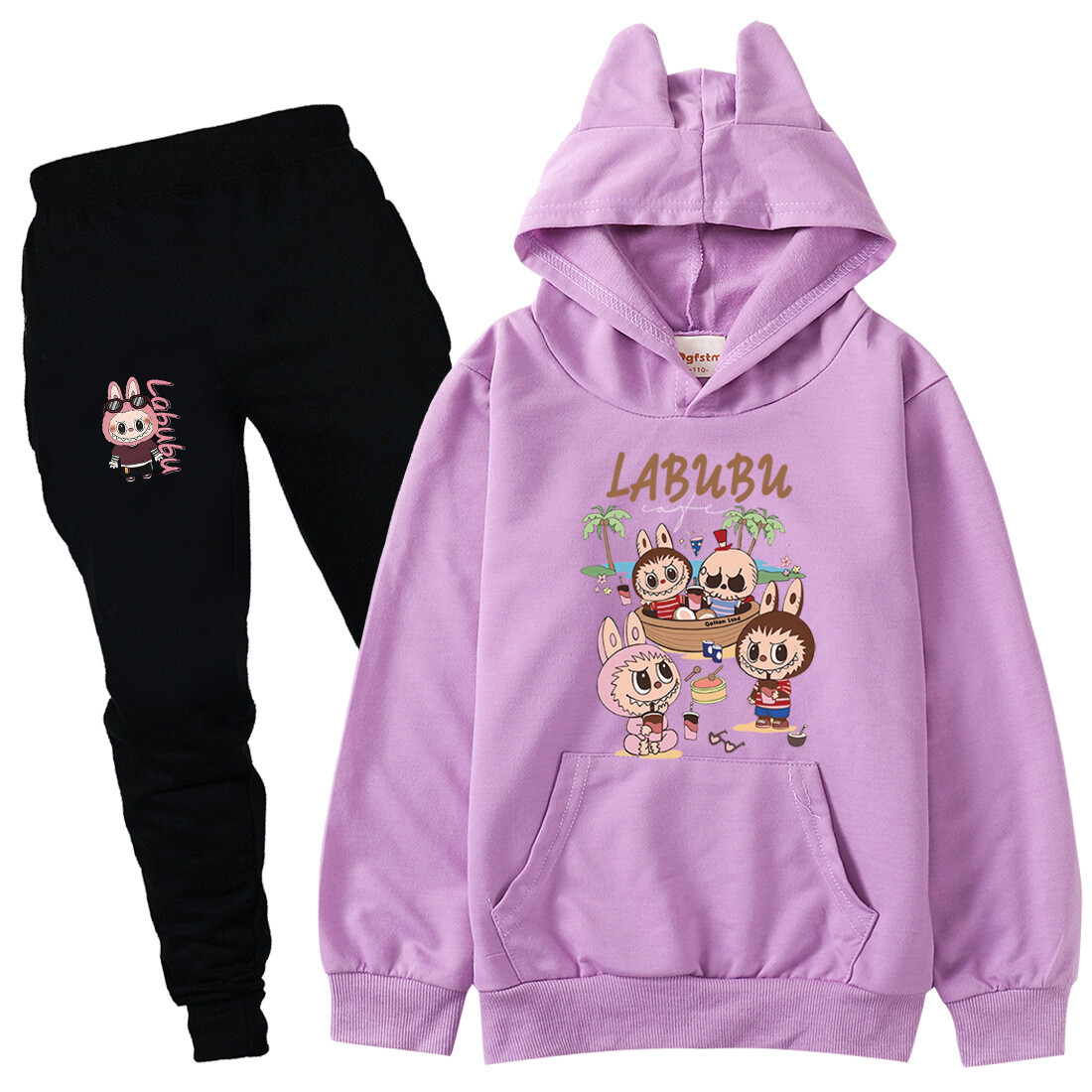 Boys Girls Labubu Tracksuit Cosplay Costume Kids Cartoon Hoodie Top+Pants Outfit - Picture 45 of 48
