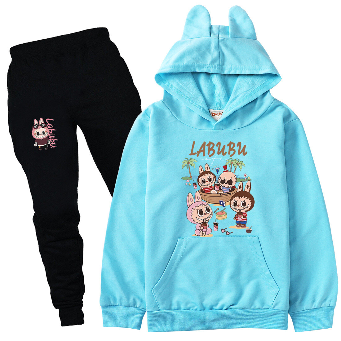 Boys Girls Labubu Tracksuit Cosplay Costume Kids Cartoon Hoodie Top+Pants Outfit - Picture 44 of 48