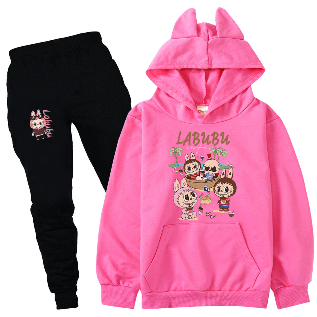 Boys Girls Labubu Tracksuit Cosplay Costume Kids Cartoon Hoodie Top+Pants Outfit - Picture 41 of 48