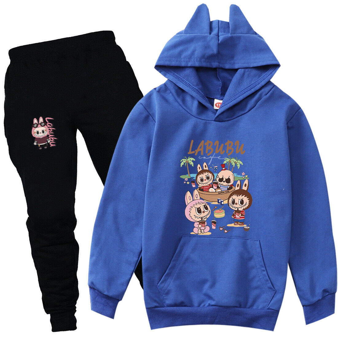 Boys Girls Labubu Tracksuit Cosplay Costume Kids Cartoon Hoodie Top+Pants Outfit - Picture 48 of 48