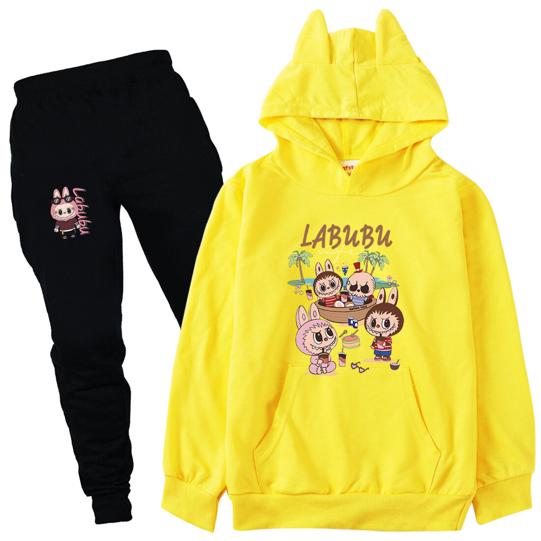 Boys Girls Labubu Tracksuit Cosplay Costume Kids Cartoon Hoodie Top+Pants Outfit - Picture 42 of 48