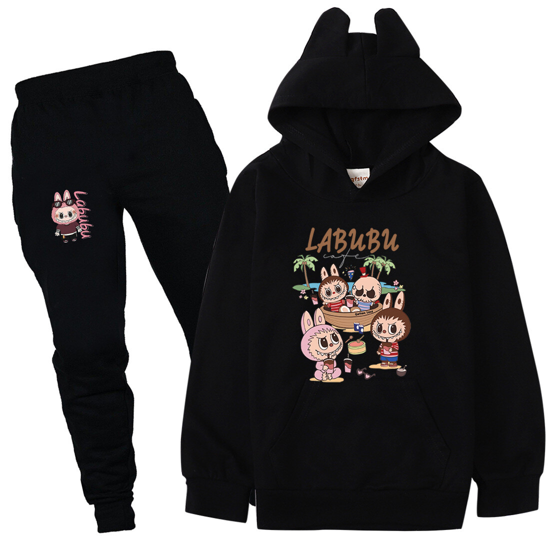 Boys Girls Labubu Tracksuit Cosplay Costume Kids Cartoon Hoodie Top+Pants Outfit - Picture 38 of 48