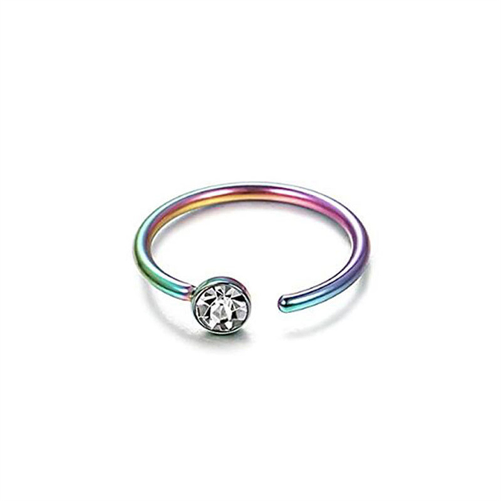 C Shape Diamond Nose Ring Stainless Steel Body Jewellery Fashion Nose Stud - Picture 15 of 19
