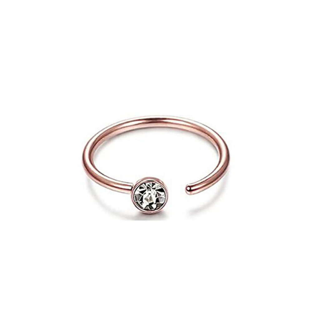 C Shape Diamond Nose Ring Stainless Steel Body Jewellery Fashion Nose Stud - Picture 17 of 19