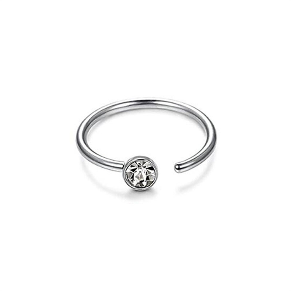 C Shape Diamond Nose Ring Stainless Steel Body Jewellery Fashion Nose Stud - Picture 18 of 19