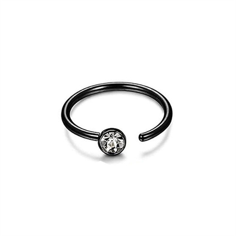 C Shape Diamond Nose Ring Stainless Steel Body Jewellery Fashion Nose Stud - Picture 19 of 19