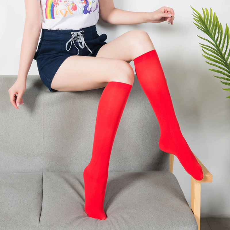 Velvet Knee High Socks for Women 16 Colors Fashion Free Size 42cm - Picture 32 of 40