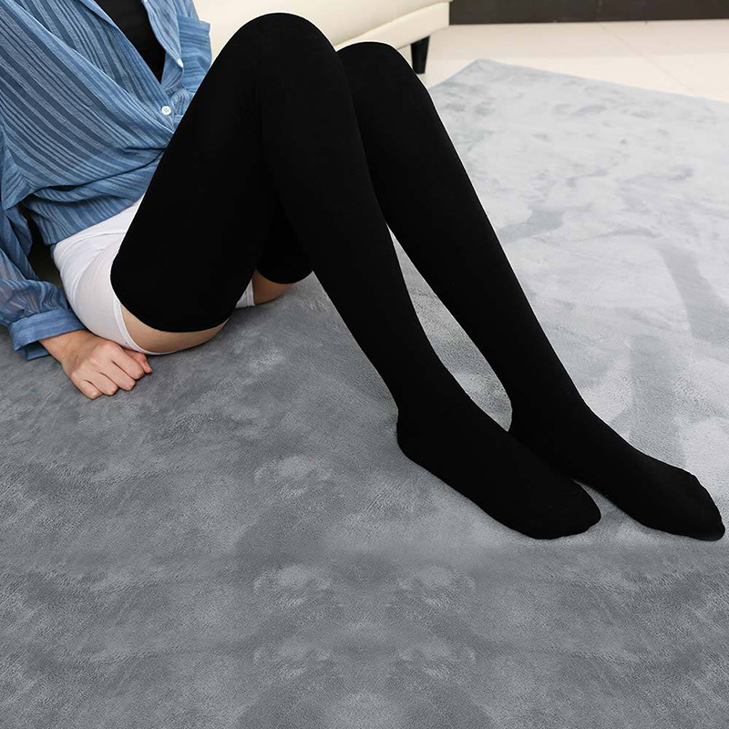 Lengthened Over The Knee Stockings 80cm Cotton For Tall Women Solid Black - Picture 20 of 24