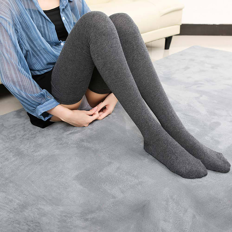 Lengthened Over The Knee Stockings 80cm Cotton For Tall Women Solid Black - Picture 21 of 24