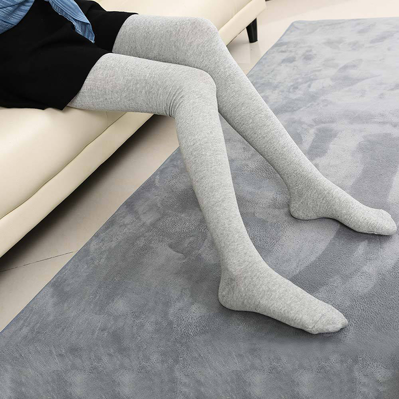 Lengthened Over The Knee Stockings 80cm Cotton For Tall Women Solid Black - Picture 22 of 24