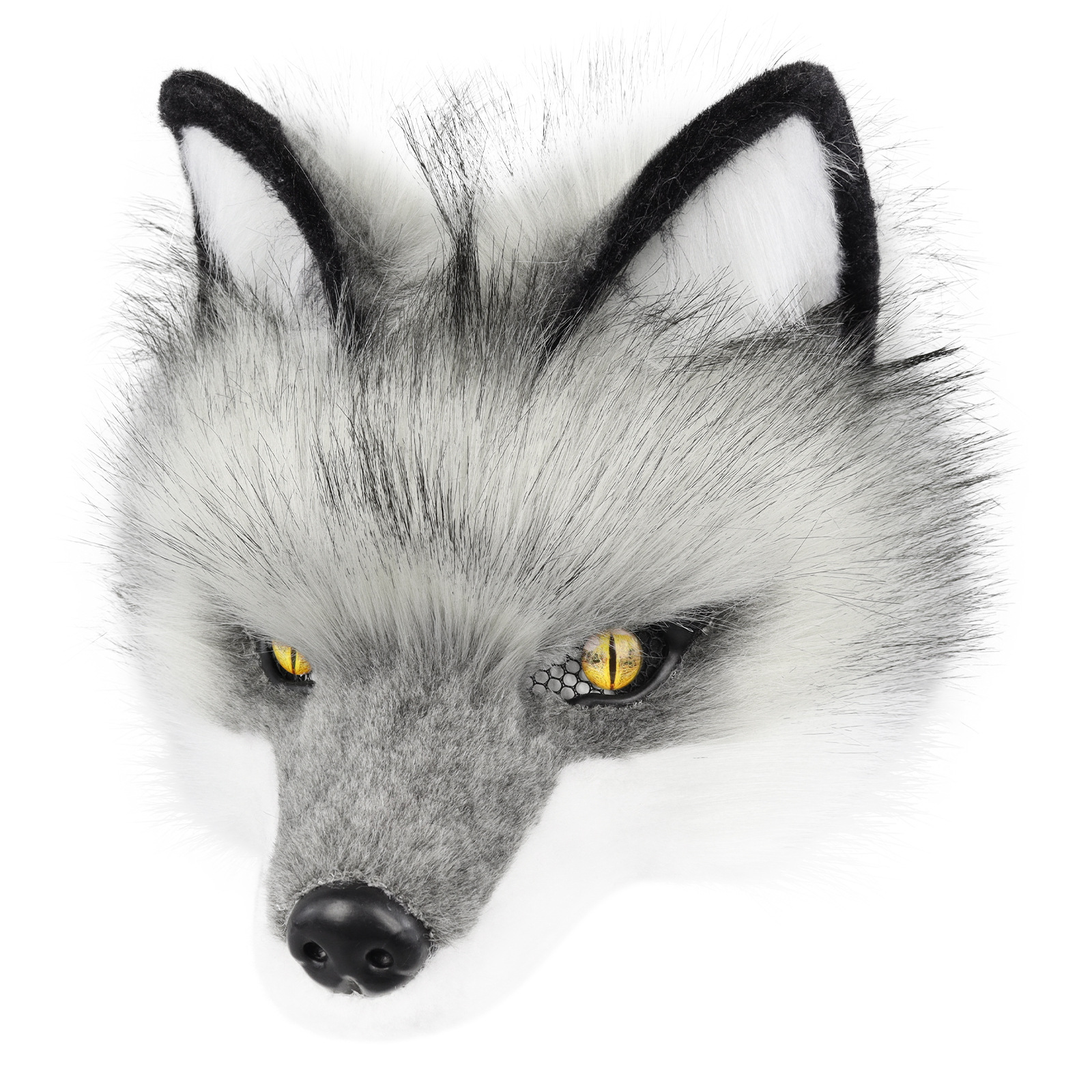 Plush Canine Mask Wolf Head Half Face Mask Single Head Cosplay Costume Wearable - Picture 30 of 30