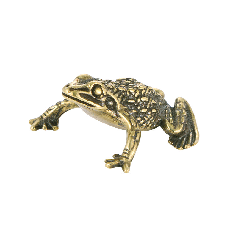 Chinese Antique Collection Asian Old Brass Gathering Wealth Toad Frog Statue
