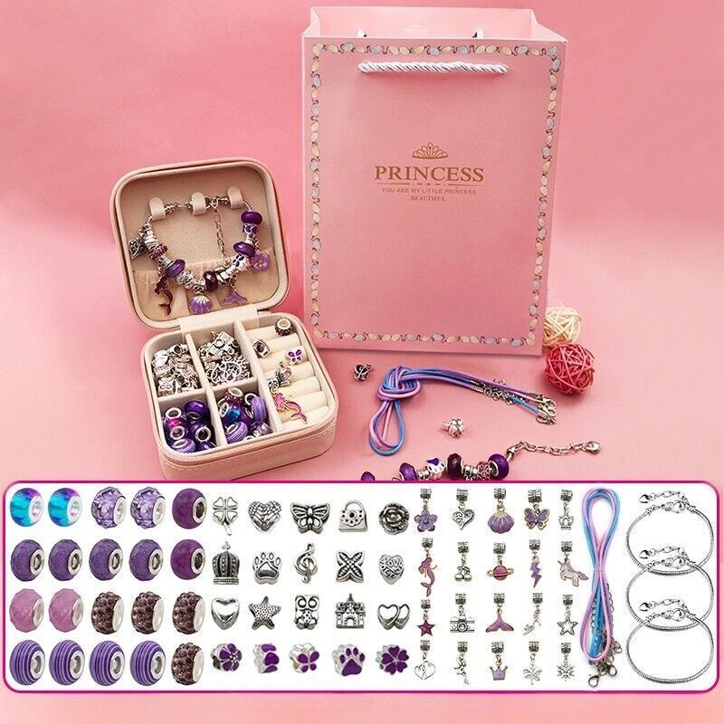 Girls Bracelet Making Kit Beads Jewellery Charms Pendant Set DIY Craft Kids Gift - Picture 15 of 15