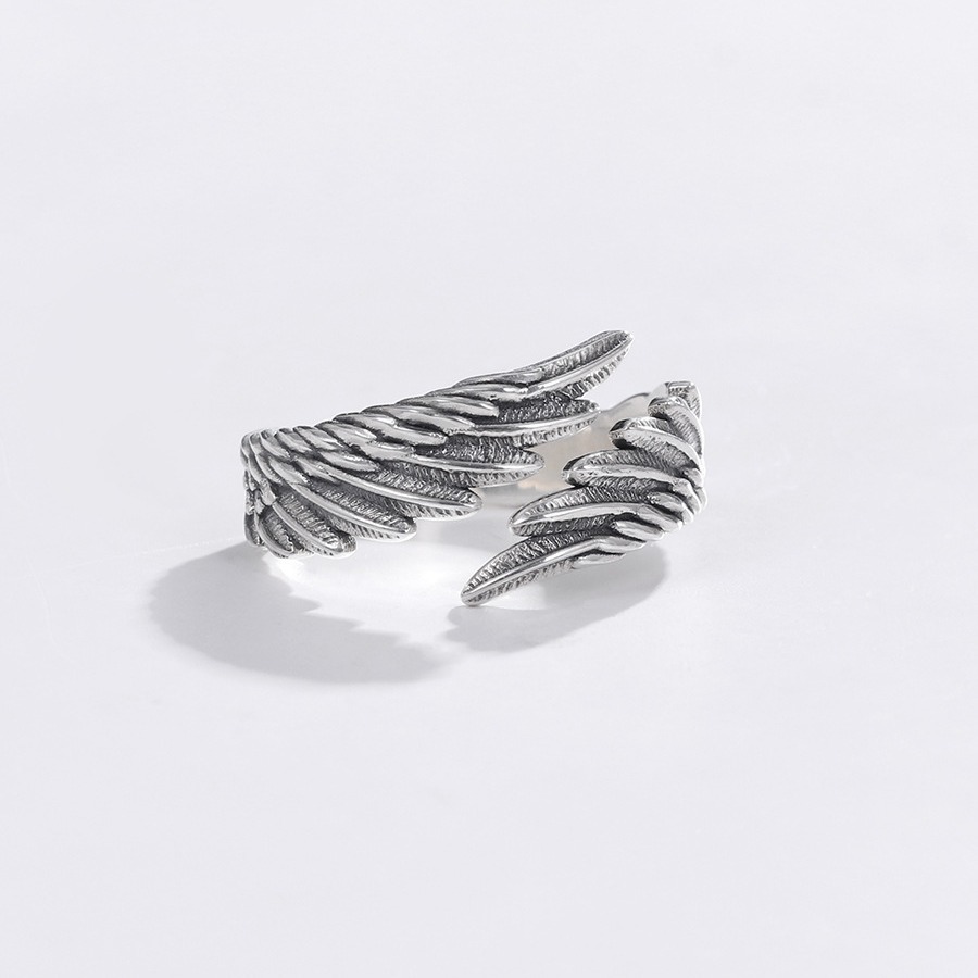 925 Sterling Silver Vintage Angel Wing Adjustable Ring Womens Jewellery Gift UK - Picture 6 of 7