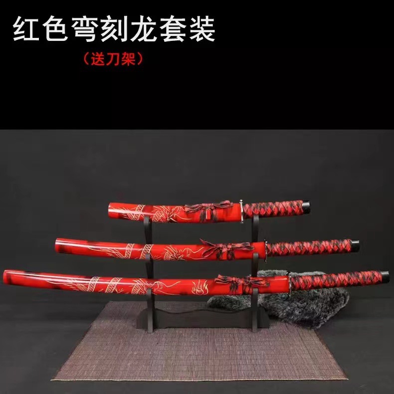 3 pcs Japanese Samurai Sword Set- Katana Wakizashi Tanto 1045 Carbon Steel Blade - Picture 12 of 13