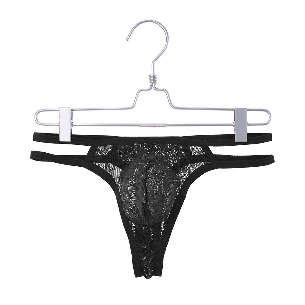 Sheer Pouch Panties Lace Gstring Men's Sexy Briefs Low Waist Thongs Underwear - Picture 19 of 24