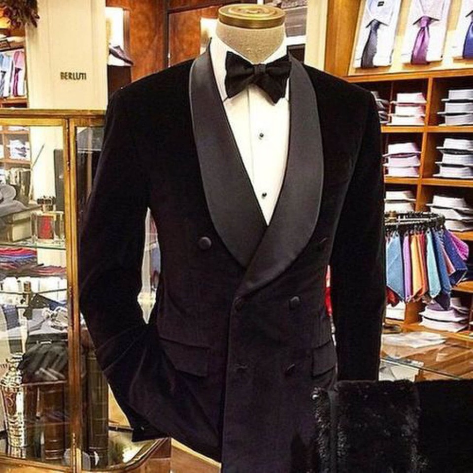 New Designer Black Double Breasted Tuxedo Dinner Velvet Jacket Coats Blazers - Picture 14 of 15