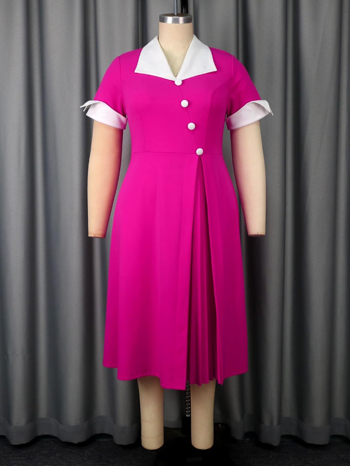 AOMEI Damen 50er Jahre Vintage Kurzarm Cocktailkleid Party A Linie Midikleid - Bild 16 von 20