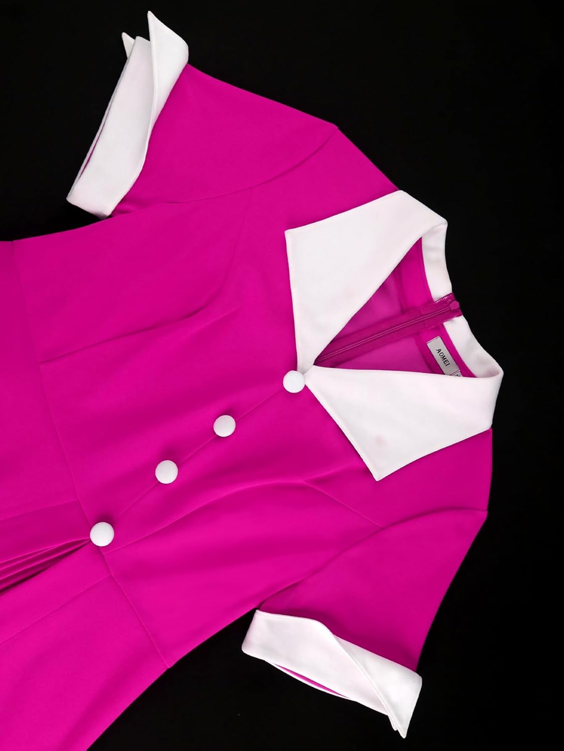 AOMEI Damen 50er Jahre Vintage Kurzarm Cocktailkleid Party A Linie Midikleid - Bild 19 von 20