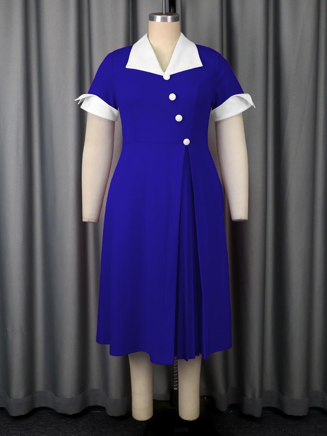 AOMEI Damen 50er Jahre Vintage Kurzarm Cocktailkleid Party A Linie Midikleid - Bild 10 von 20