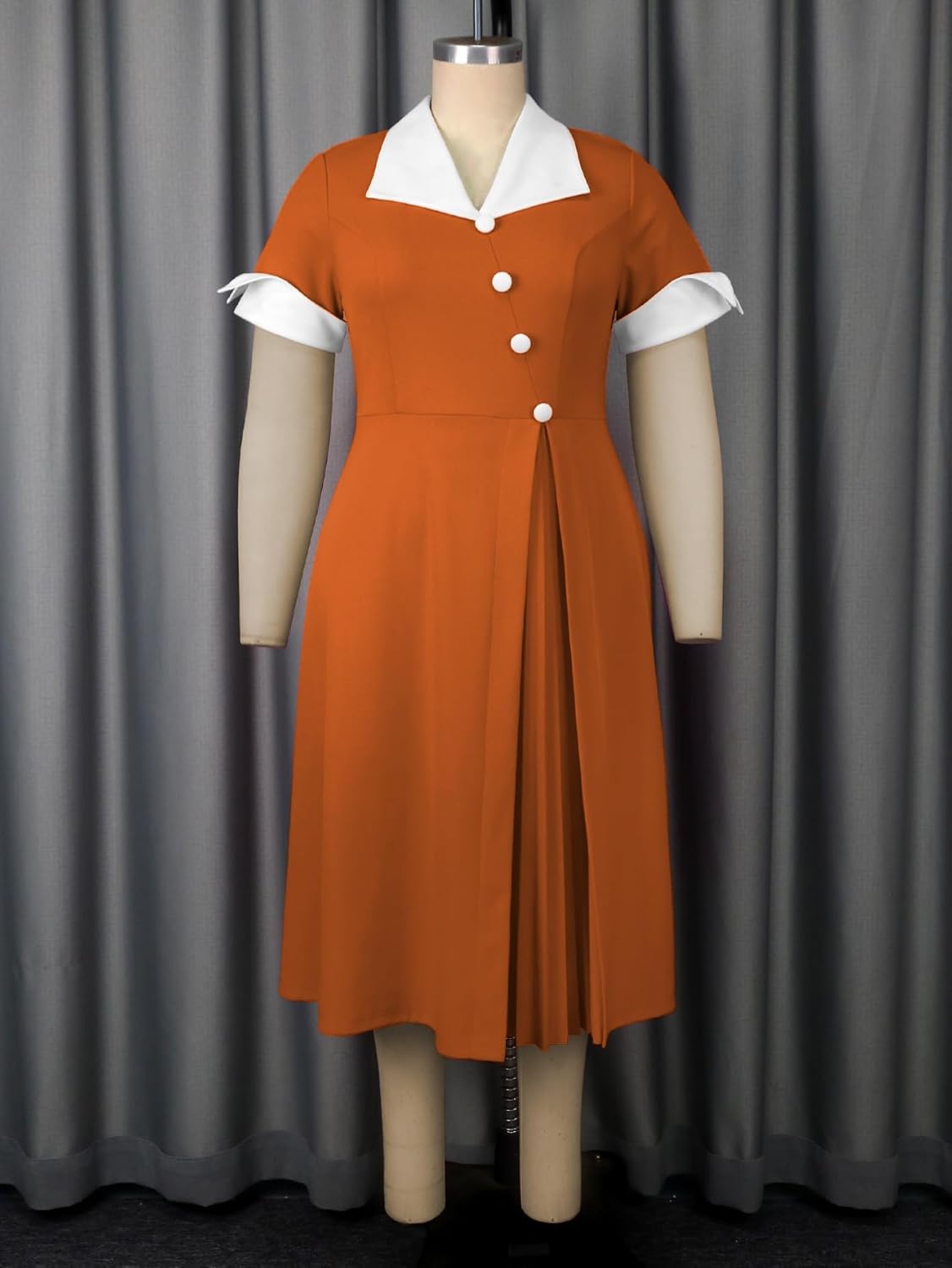 AOMEI Damen 50er Jahre Vintage Kurzarm Cocktailkleid Party A Linie Midikleid - Bild 13 von 20