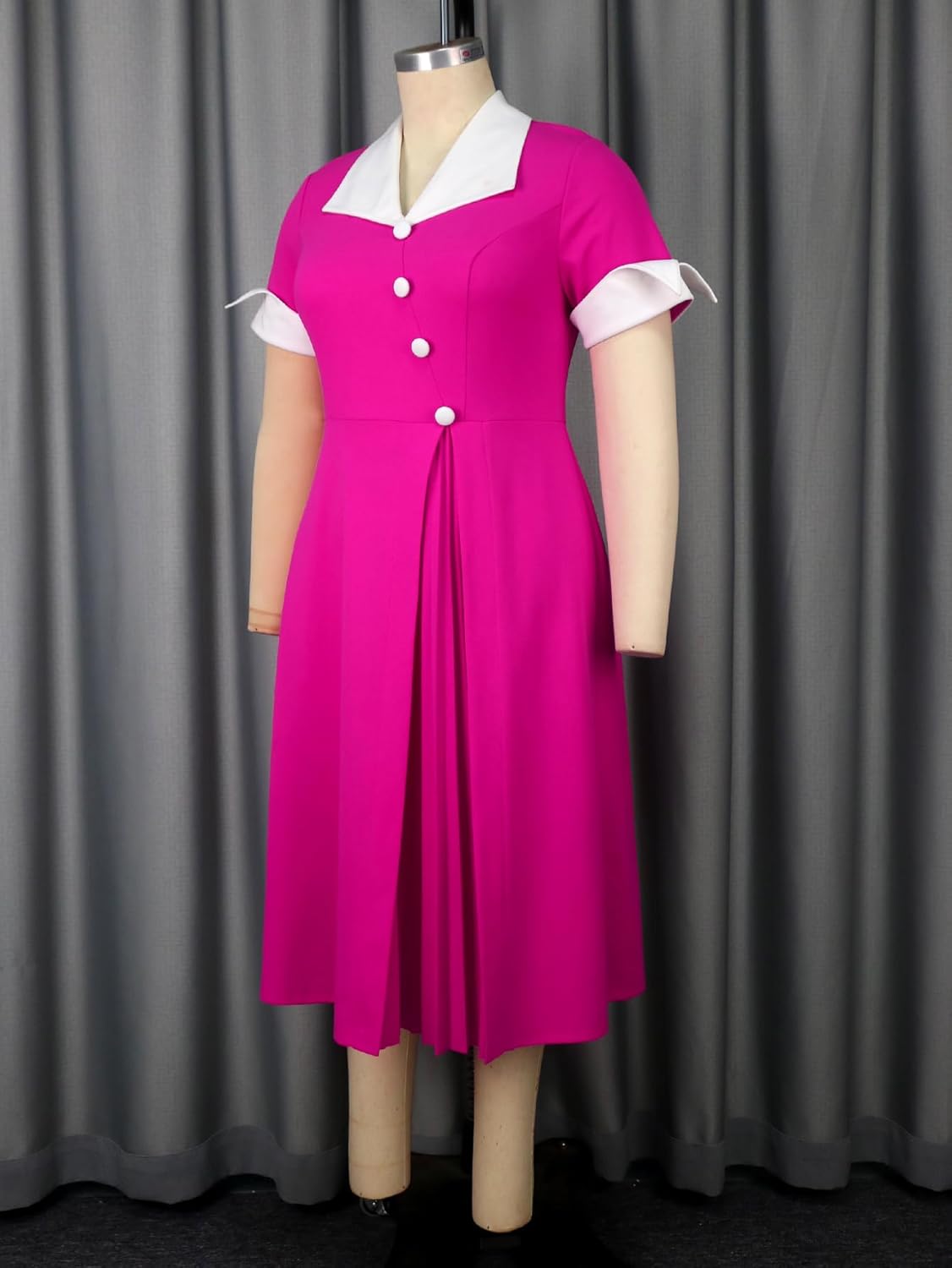 AOMEI Damen 50er Jahre Vintage Kurzarm Cocktailkleid Party A Linie Midikleid - Bild 17 von 20