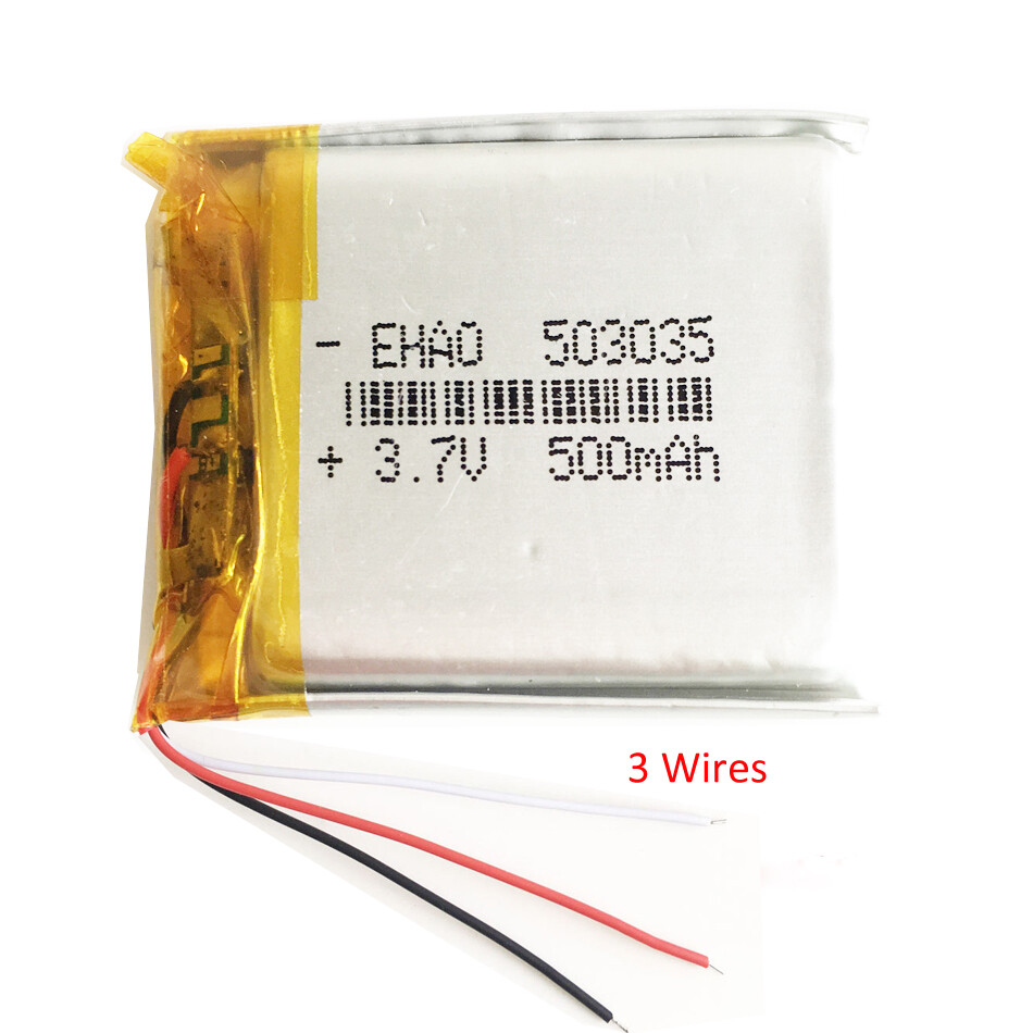 Celle batteria ricaricabile lipo 3,7V 500mAh 503035 + spina JST 3 pin per registratore - Foto 24 di 24