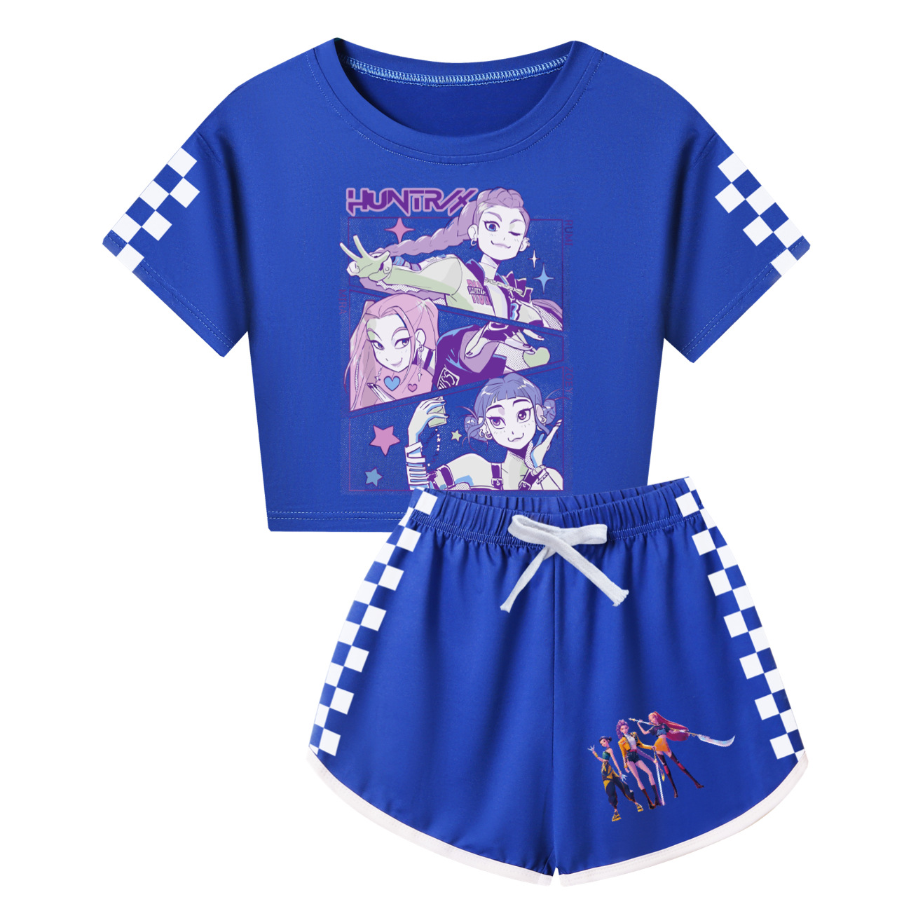 Kids Girls Demon Hunters Casual Tracksuits K-POP T-shirt Tops+Shorts Outfits Set