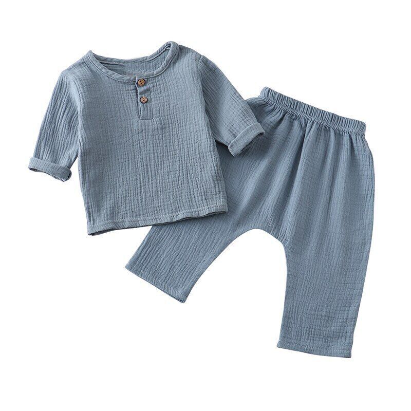 Herbst Sommer Baby Jungen Kleidung Sets Musselin Oberteile Neunte Hose 2-teilig Kinder Outfit Set - Bild 9 von 33
