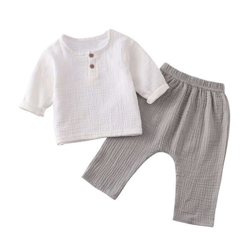 Herbst Sommer Baby Jungen Kleidung Sets Musselin Oberteile Neunte Hose 2-teilig Kinder Outfit Set - Bild 12 von 33