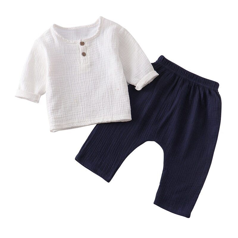 Herbst Sommer Baby Jungen Kleidung Sets Musselin Oberteile Neunte Hose 2-teilig Kinder Outfit Set - Bild 13 von 33