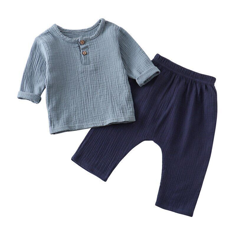 Herbst Sommer Baby Jungen Kleidung Sets Musselin Oberteile Neunte Hose 2-teilig Kinder Outfit Set - Bild 14 von 33