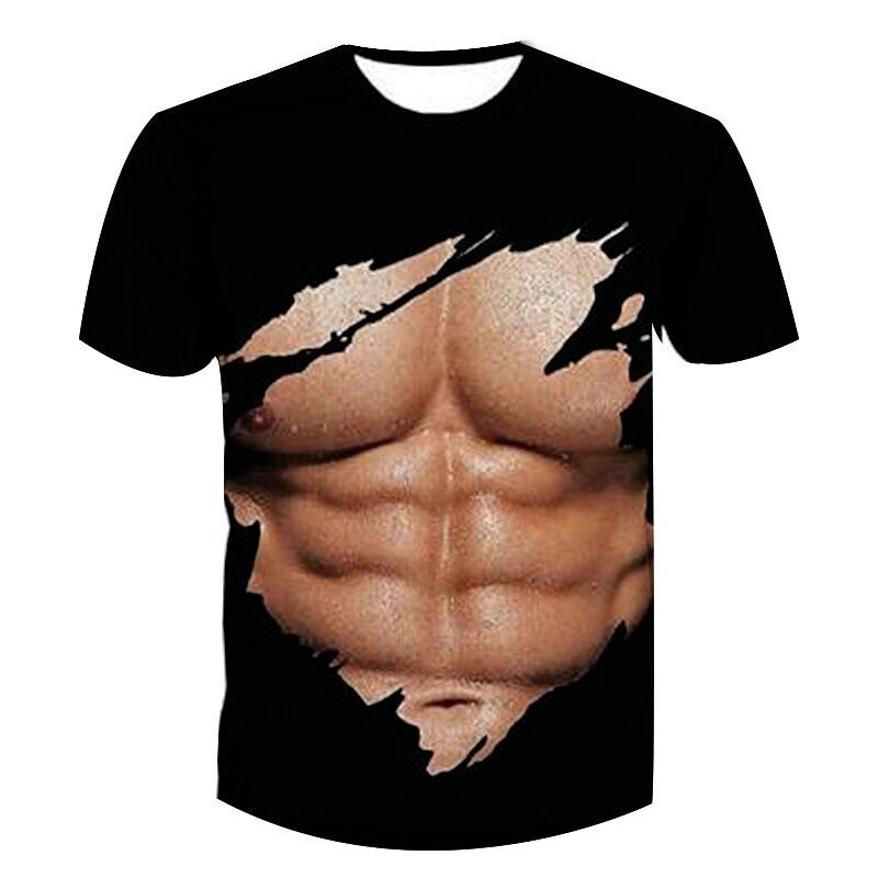 3D T-Shirt Funny Hairy Chest Muscle Print Men Women Short Sleeve Tops Tee S-6Xl