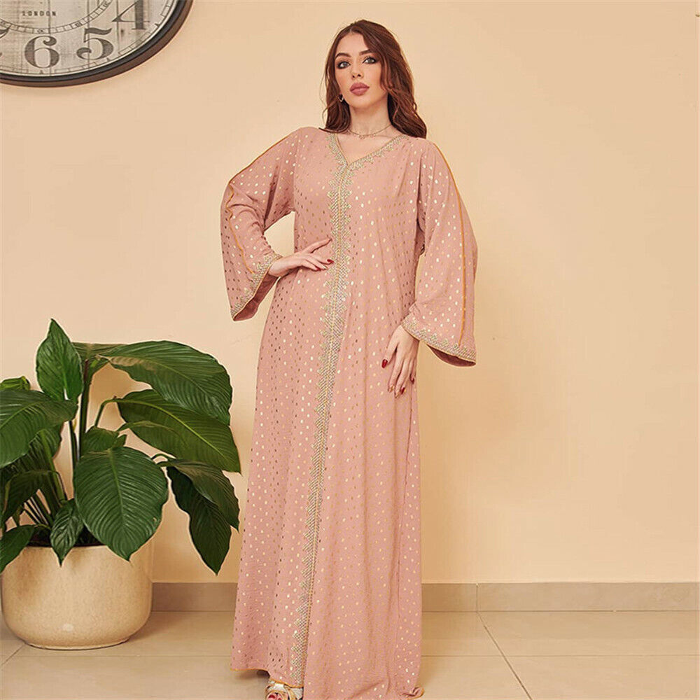 Vestido Kaftan Dubai Abaya Mujer Musulmán Ramadán Caftán Vestido Bata Noche Marroquí - Imagen 51 de 81