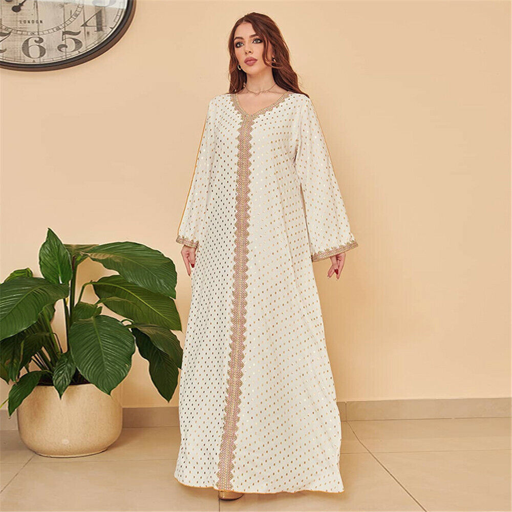 Vestido Kaftan Dubai Abaya Mujer Musulmán Ramadán Caftán Vestido Bata Noche Marroquí - Imagen 33 de 81