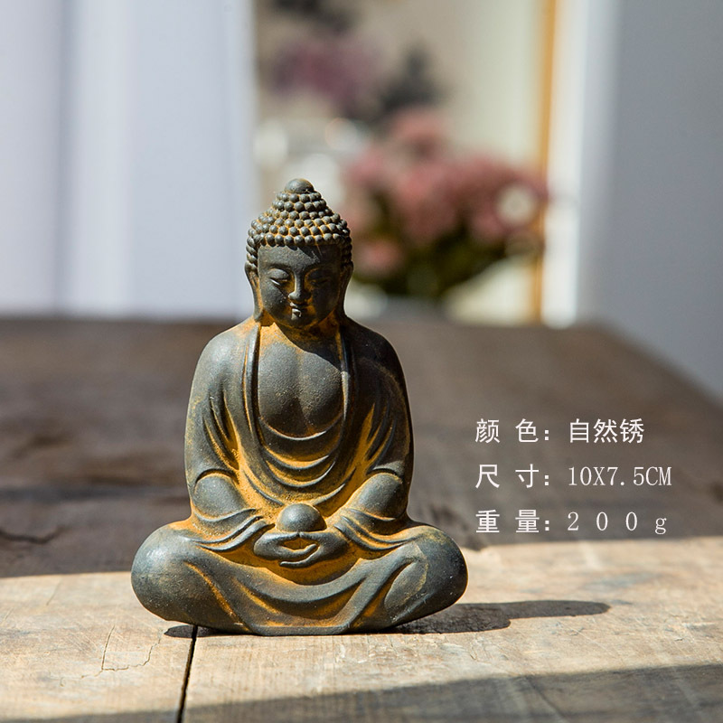 Chinese Iron Da Ri Tathagata Buddhism Statue Tea Pet Home Decor Collection - Picture 8 of 9
