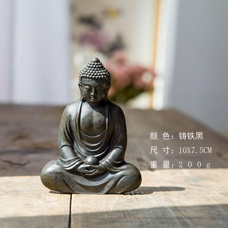 Chinese Iron Da Ri Tathagata Buddhism Statue Tea Pet Home Decor Collection - Picture 9 of 9