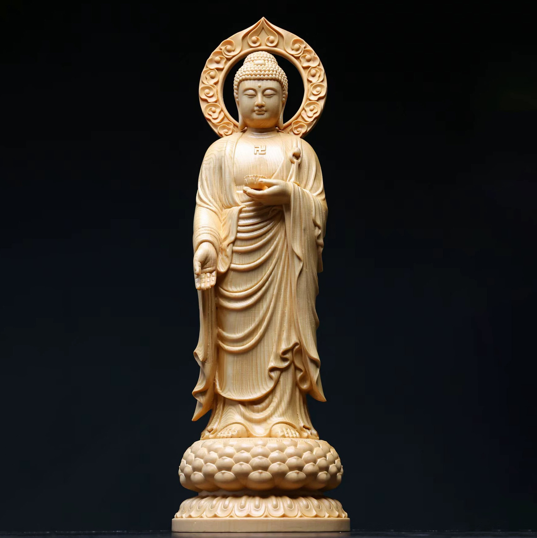 In Zypressenholz geschnitzt, sind Guanyin Buddha und Bodhisattva Statuen verankert und - Bild 15 von 16