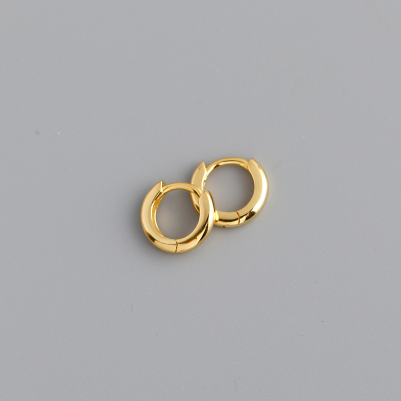 S925 Sterling Silver Earrings Women Wide Face Circular Ear Loops Ear Buckles