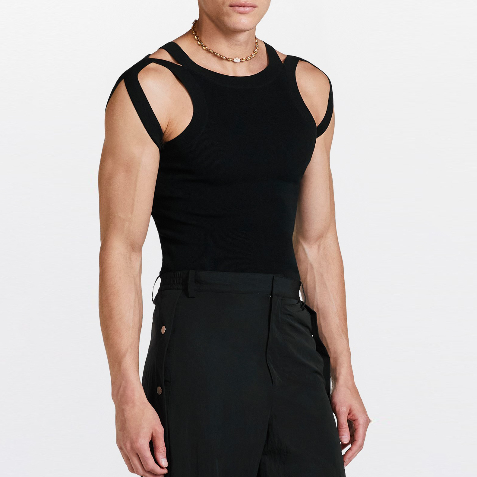 Slim Fit Knitted Tank Top Men’s Elastic Base Coat Sexy Tight Sleeveless T-Shirt