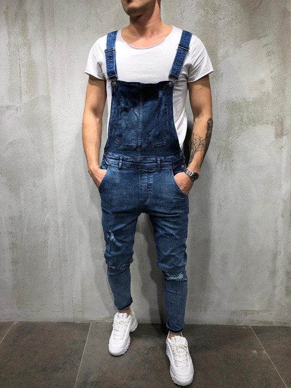 Mens Casual Jeans Straps Suspenders Denim Slim Fit Pants Jumpsuit Pants Trousers - Picture 8 of 10