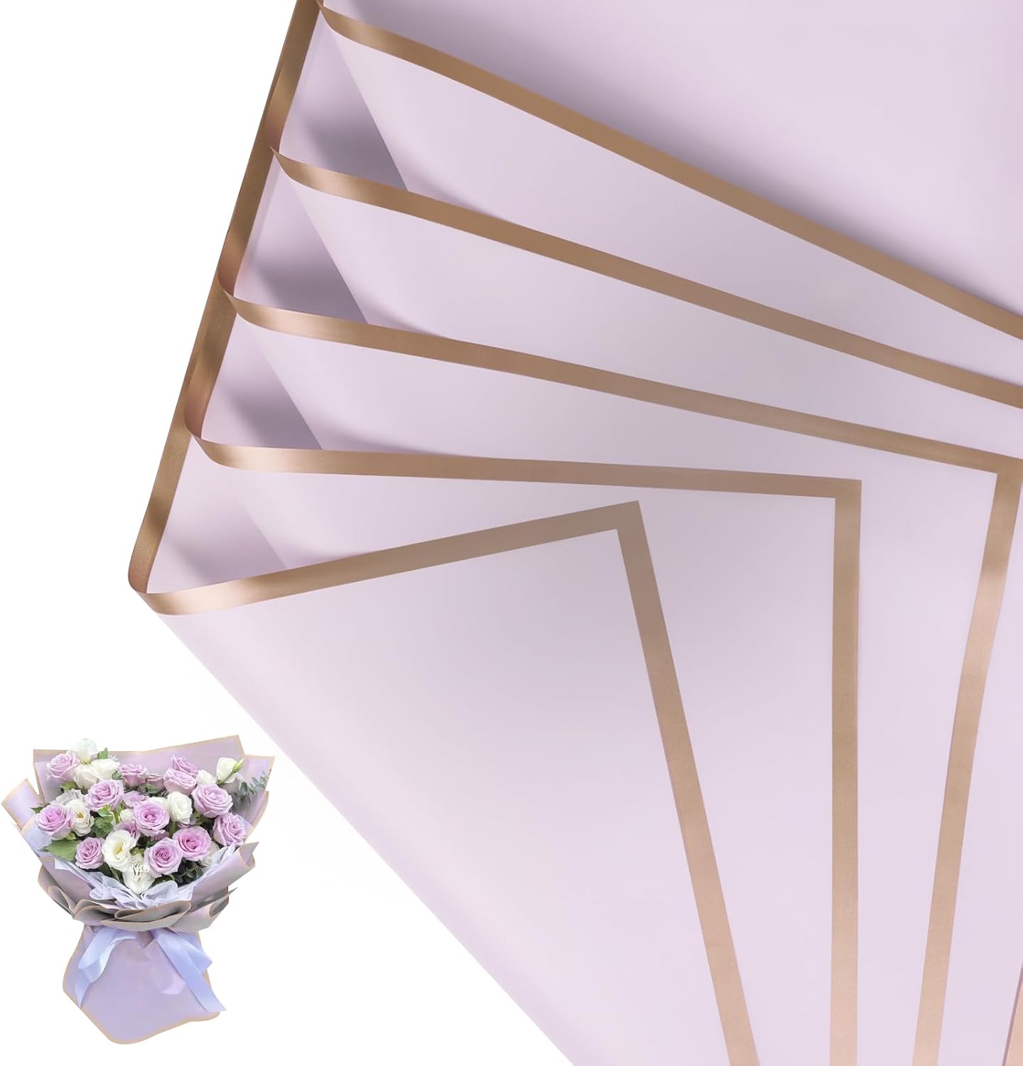 Flower Wrapping Paper with Golden Edges, Waterproof Bouquet Packaging DIY - Picture 18 of 25