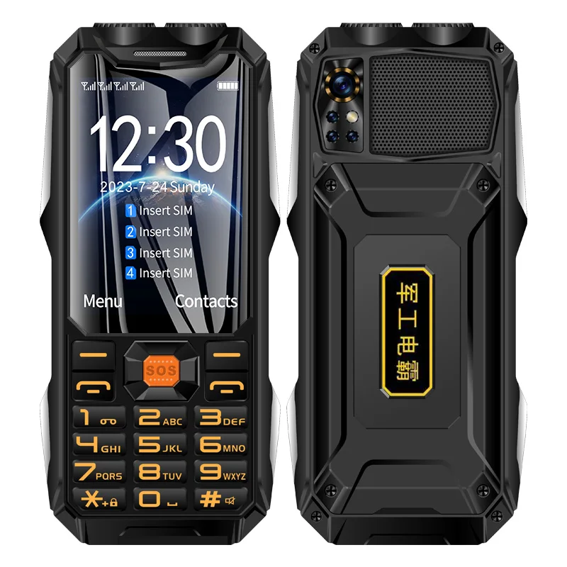 GSM 2G Mobile Phones 4 SIM Cards Rugged Outdoor Big Battery Louder For Elderly