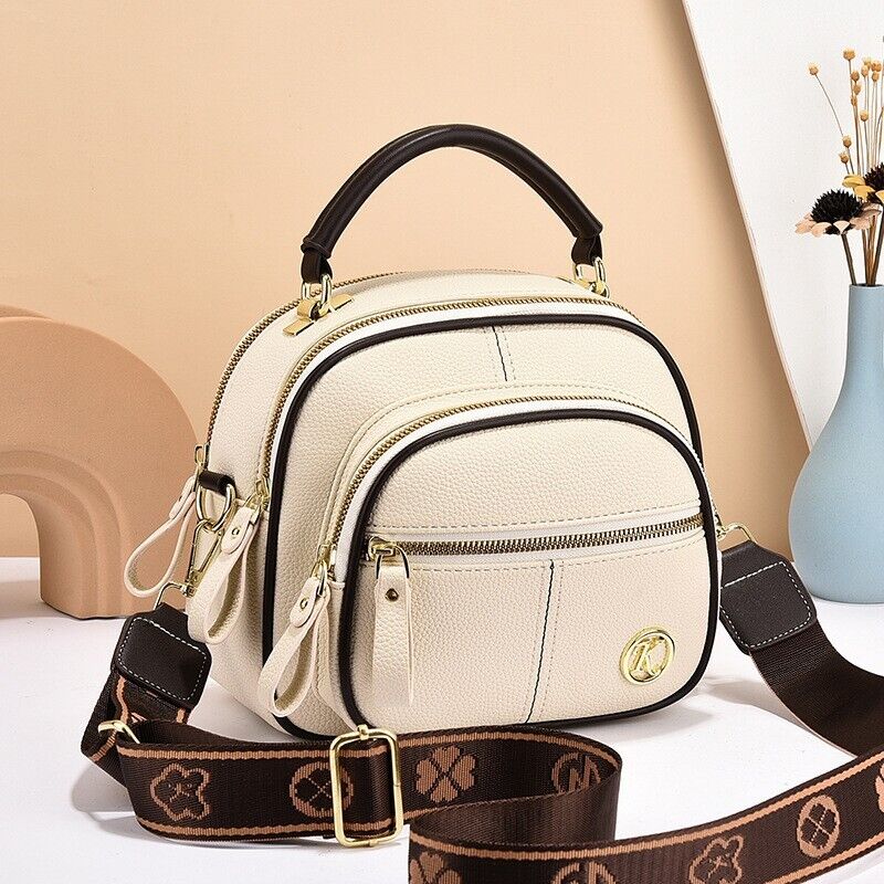 Women Faux Leather Handbag Ladies Bowler Style Shoulder Cross Body Bag - Picture 21 of 21