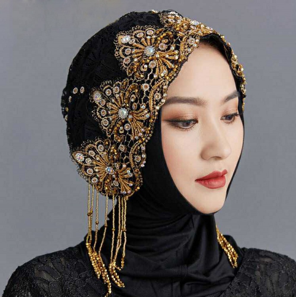 Sombrero árabe musulmán hiyab mujer cubierta de cabeza gorras gorro islámico cáncer quimioterapia gorro - Imagen 35 de 37